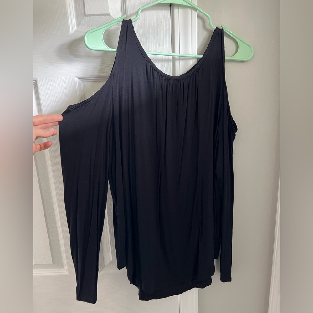 Black Long Sleeve, Open Shoulder. Size Large